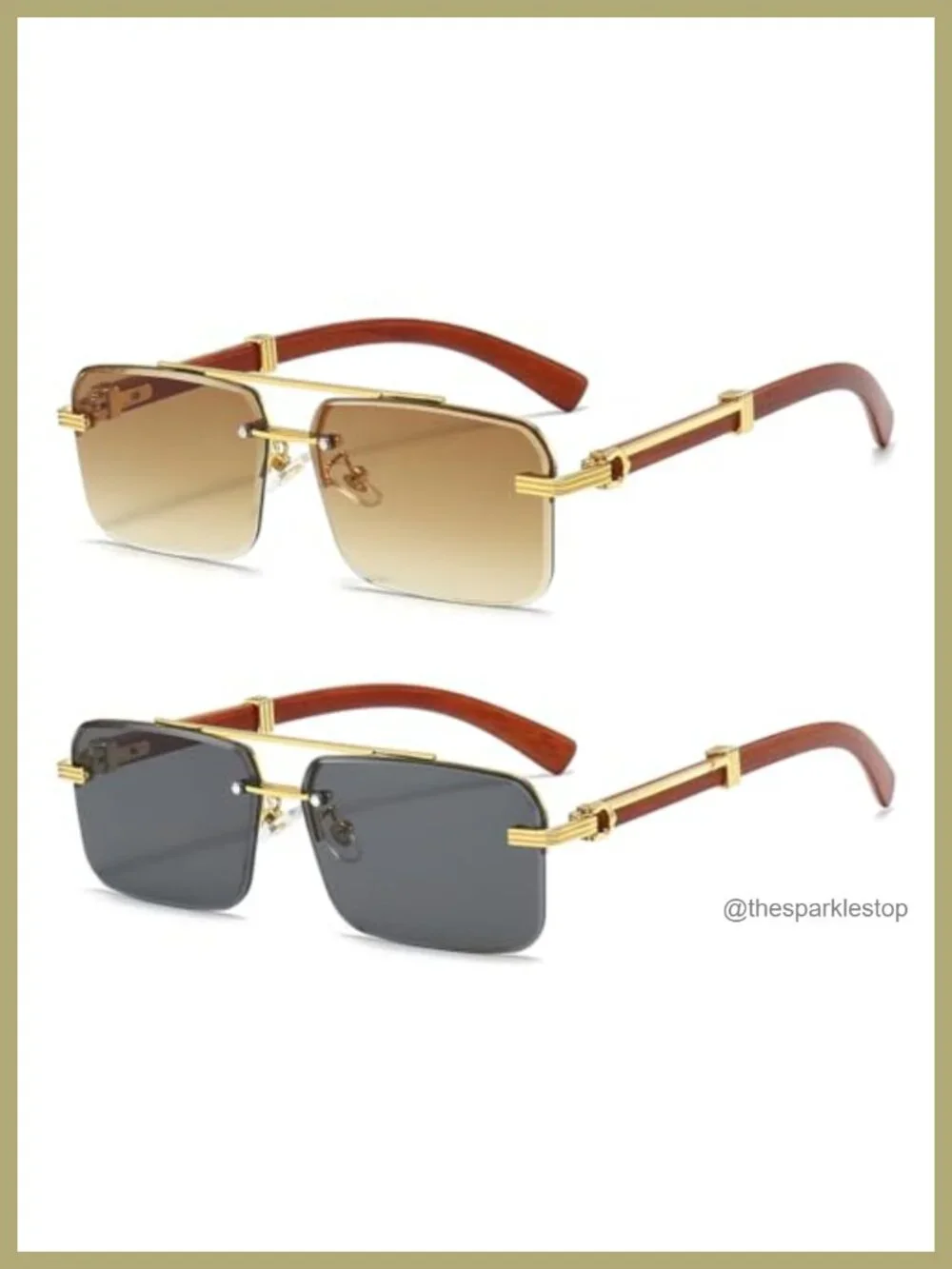 Rimless Rectangle Sunglasses with UV400 Protection